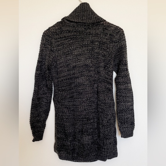 Dark Grey Cowl Neck Sweater Tunic with Side Slits - Picture 2 of 3